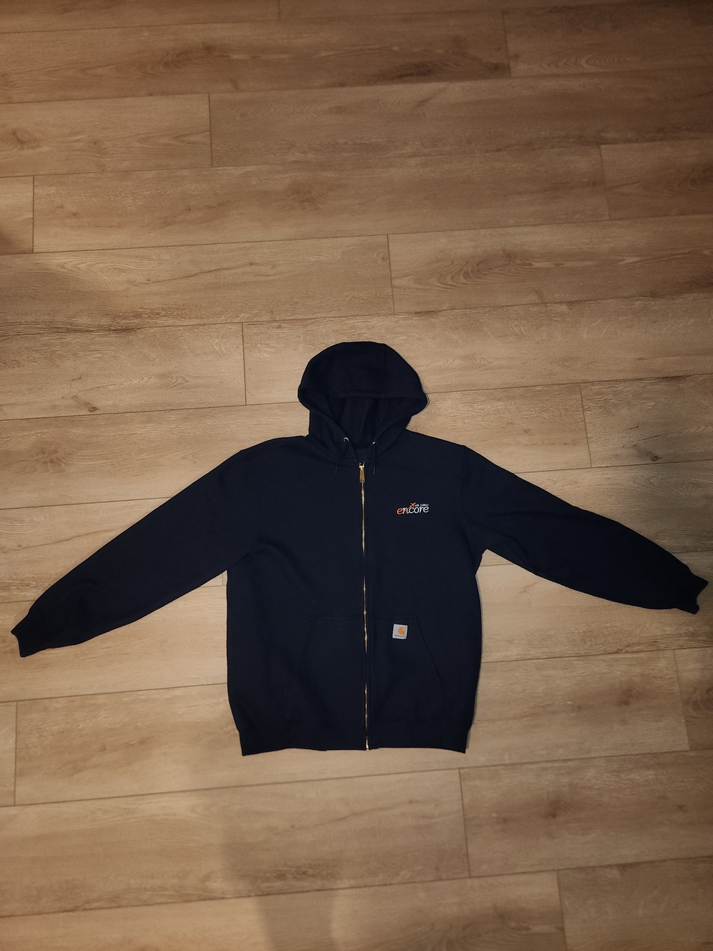 Carhartt Navy Blue Hoodie Men's Size Large Full Zip With Pocket Good Condition